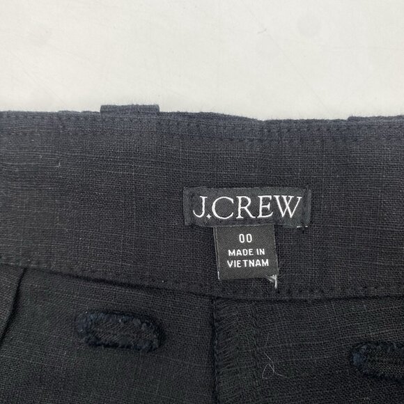 J. Crew Size 00 Seaside Cargo Pants Black High Waist Linen-TENCEL Lyocell Blend - Picture 13 of 16